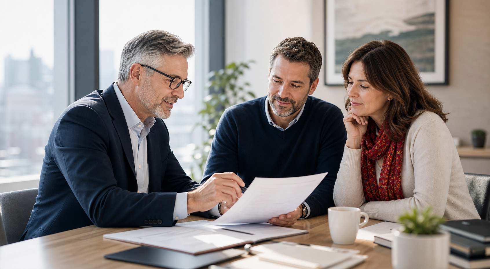 Advisor reviewing estate documents with a family